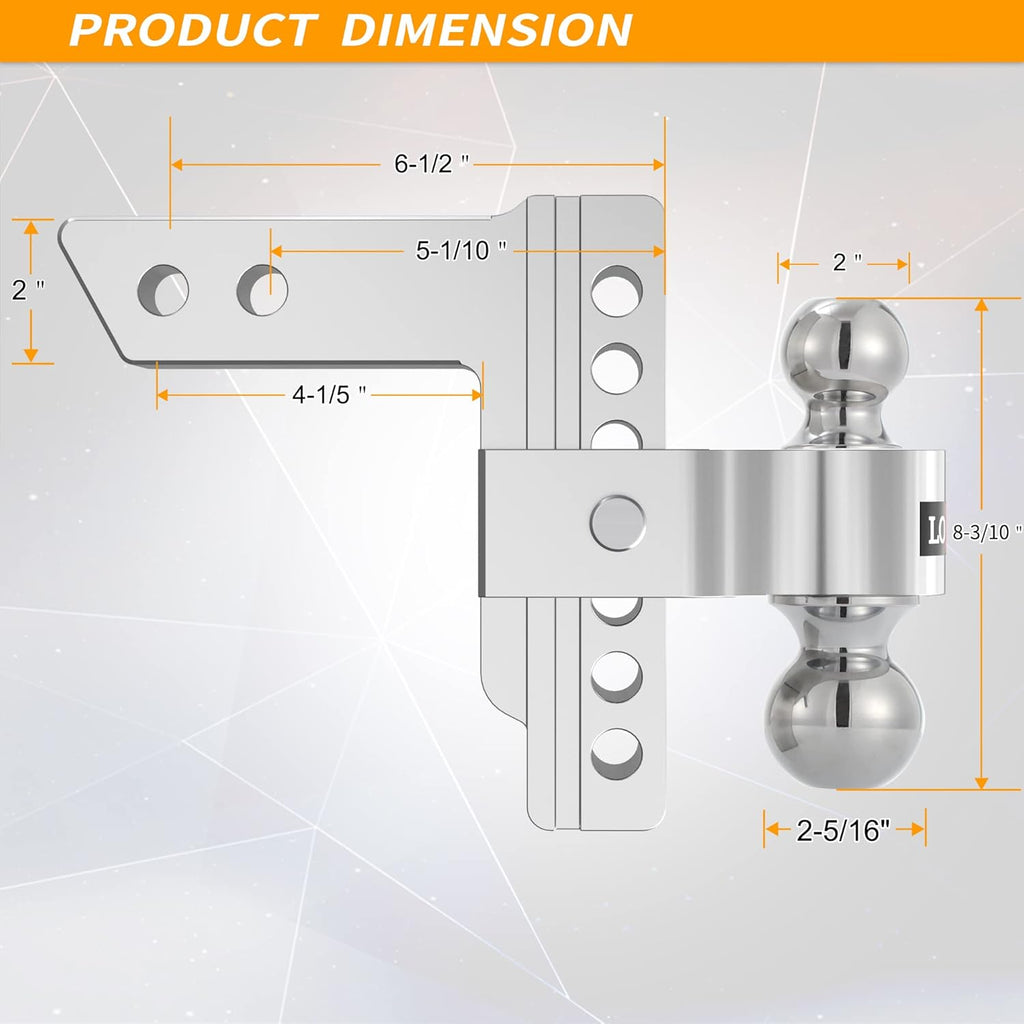 Adjustable Aluminum Trailer Hitch with Double Stainless Steel Locks A519