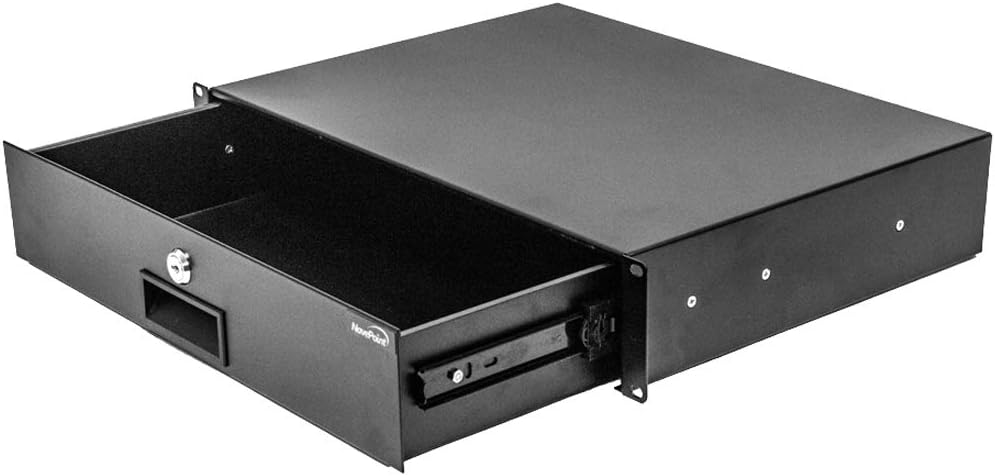 2U Black Rack Mount Drawer with Lock and Key Pack of 2 Y643011
