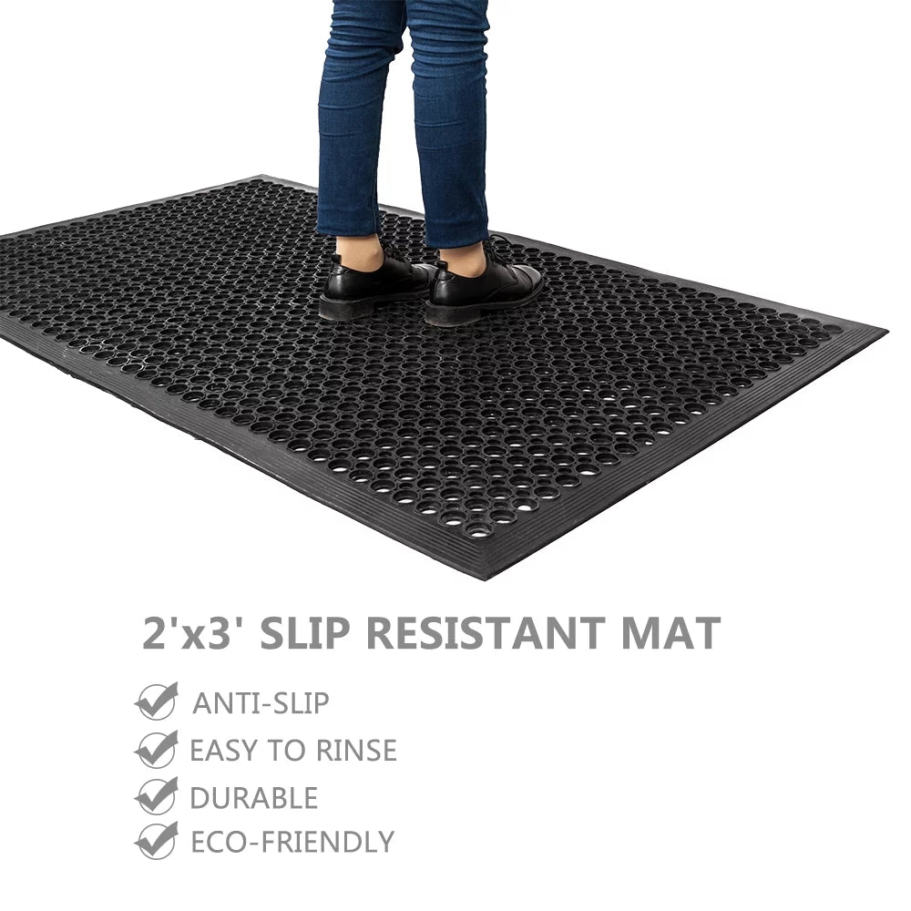 Black 36" x 24" Rubber Floor Mat S651683