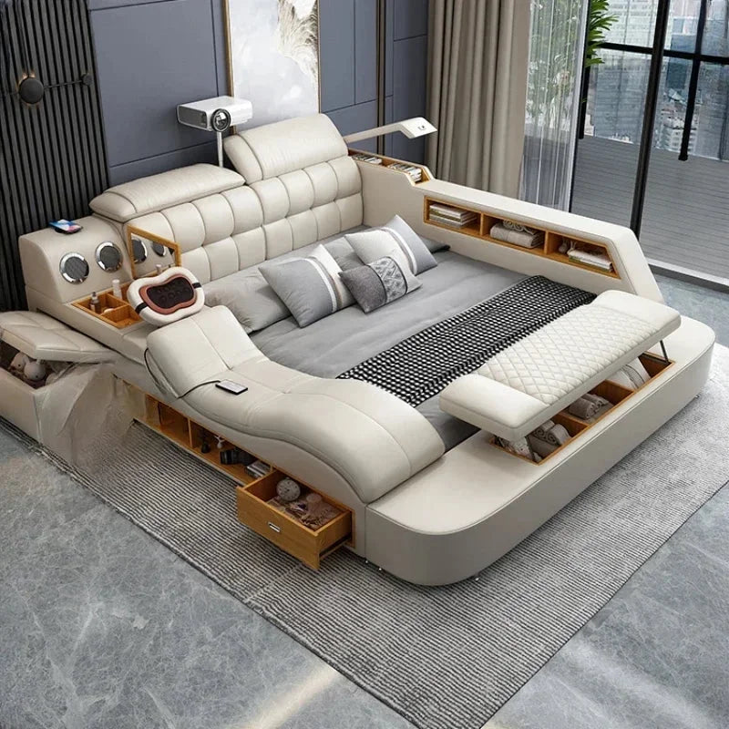 King Double Bed Leather Storage Bed G350