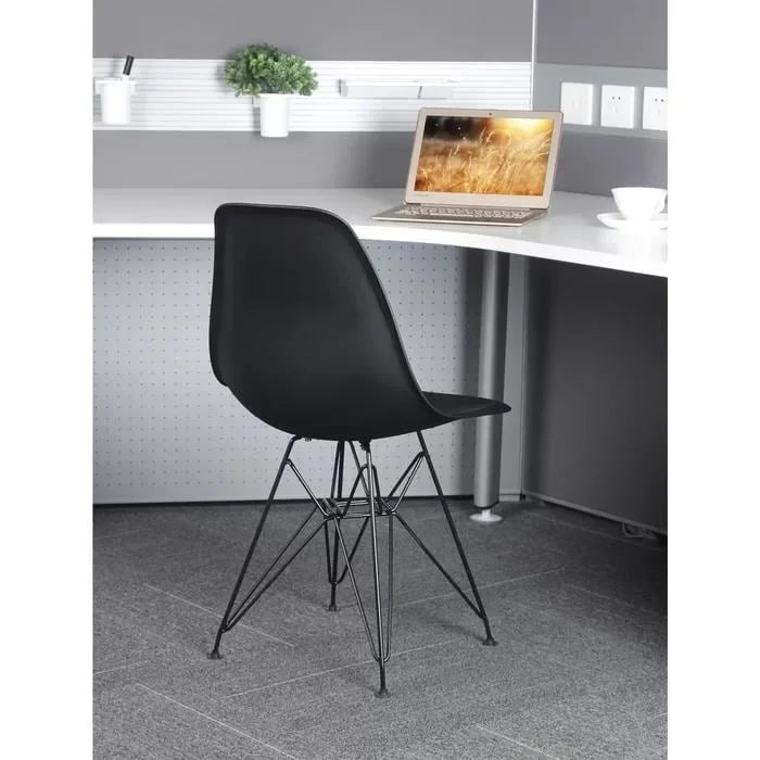 Navy Blue Armless Plastic Shell Dining Chair with Metal Legs C998379