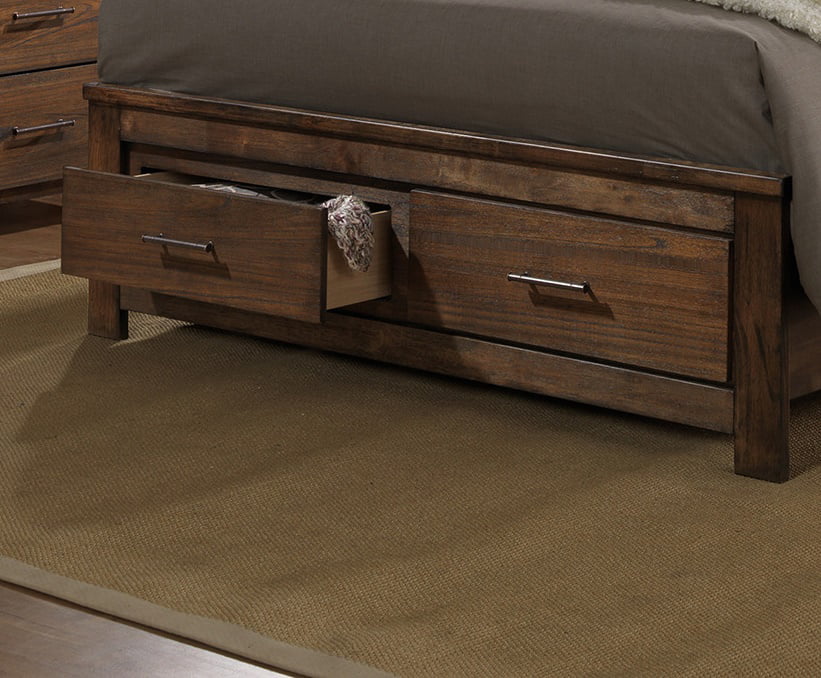 Natural Wood Finish Eastern King Size Bed with Storage Drawers V65459