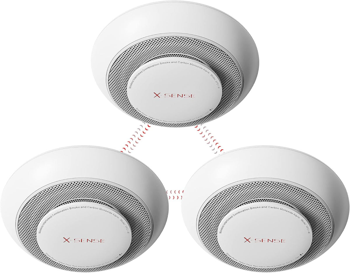 3-Pack Wireless Smoke Carbon Monoxide Detector Alarm C114