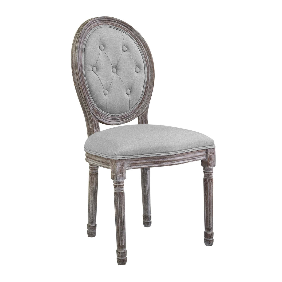 Light Grey Fabric Wood Dining Chair Set of Four Q4559