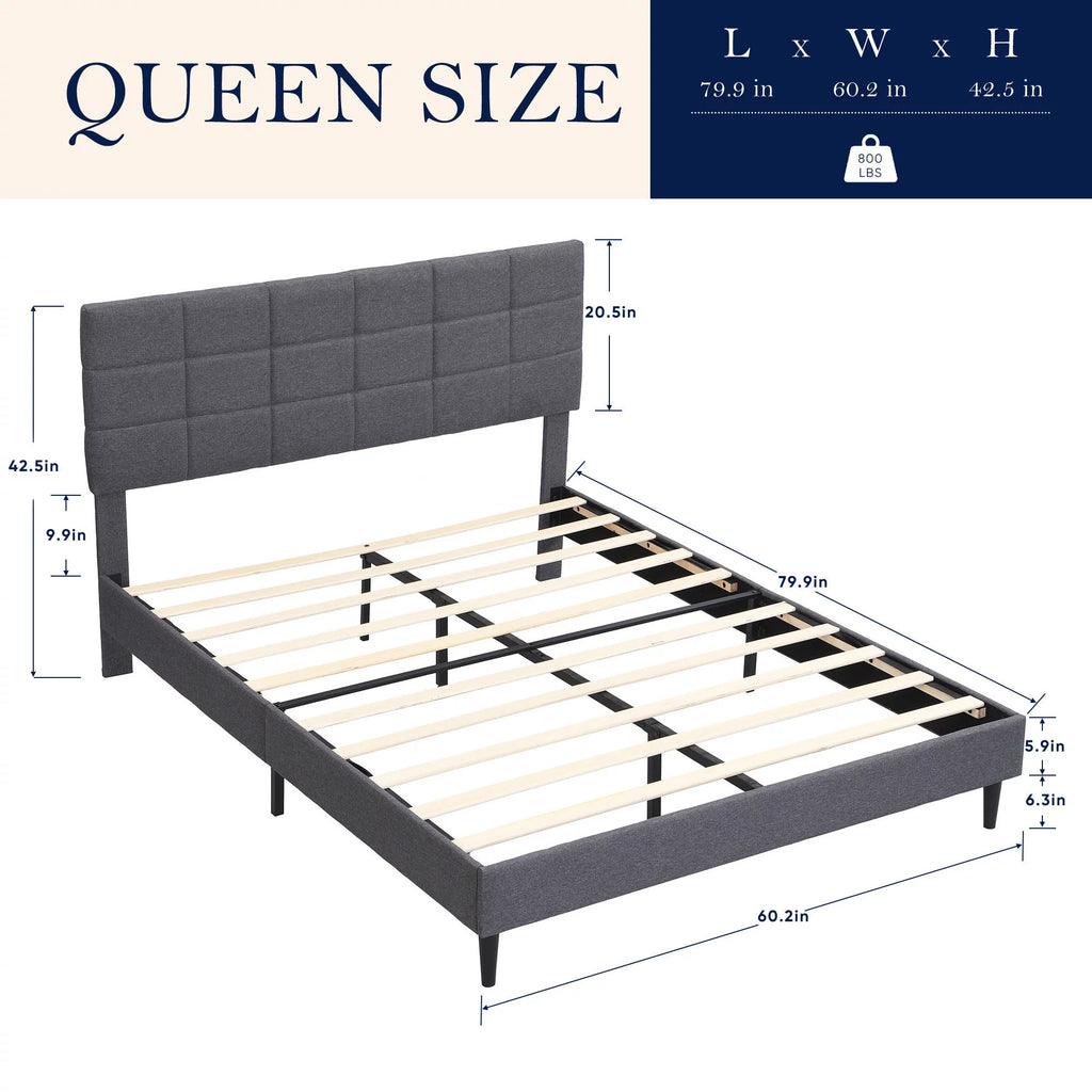 Gray Upholstered Platform Bed D78320