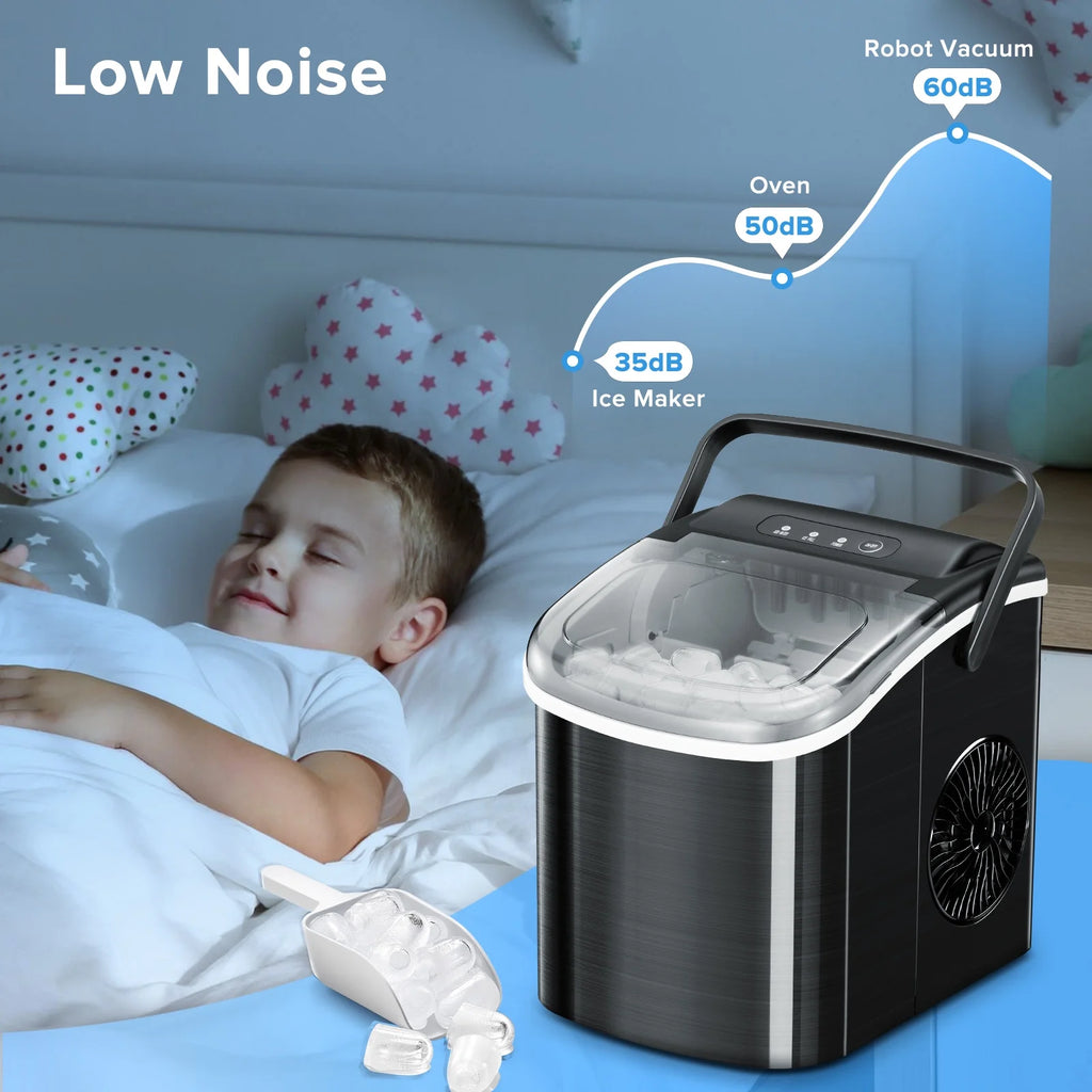 Portable Countertop Ice Maker 26lbs/24H Stainless Steel Black Q56301