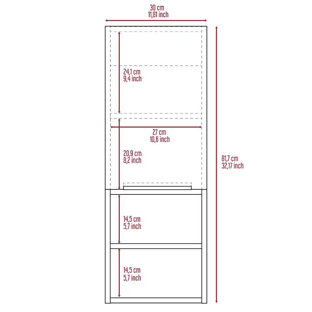 Light Gray Single Door Bathroom Cabinet with Two Open Shelves S711