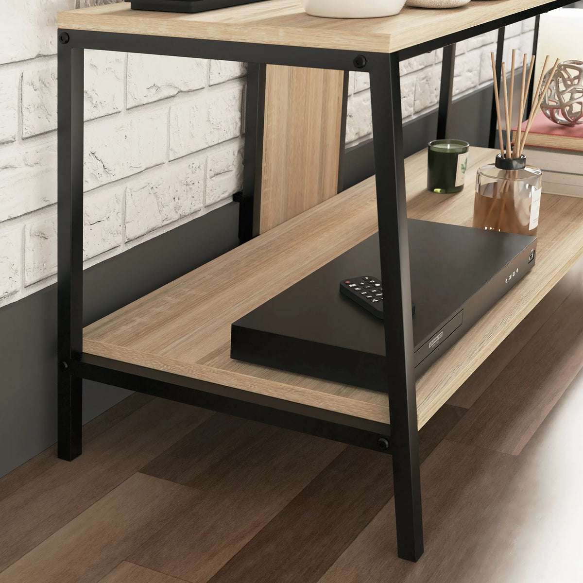 Wood & Metal 2-Shelf TV Stand with Mount A6835
