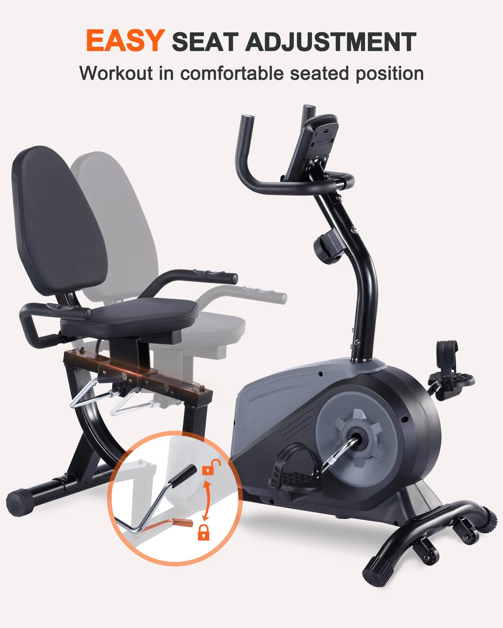 Recumbent Exercise Bike with 16 Levels Resistance 350 lb Weight Capacity K158