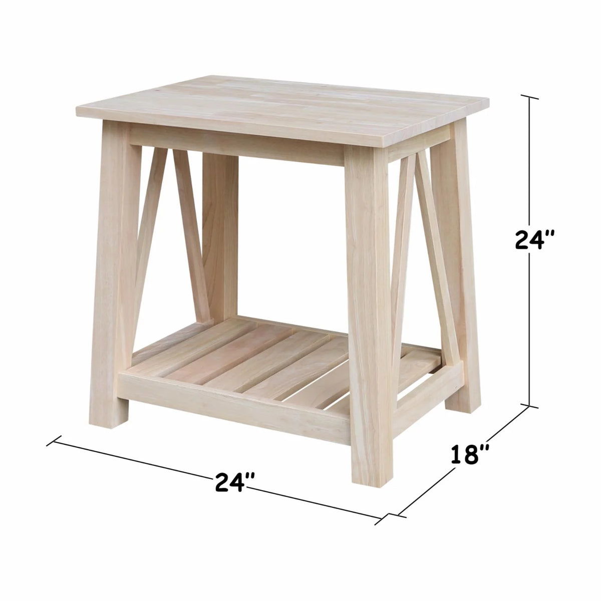 Solid Wood End Table with Shelf G60782