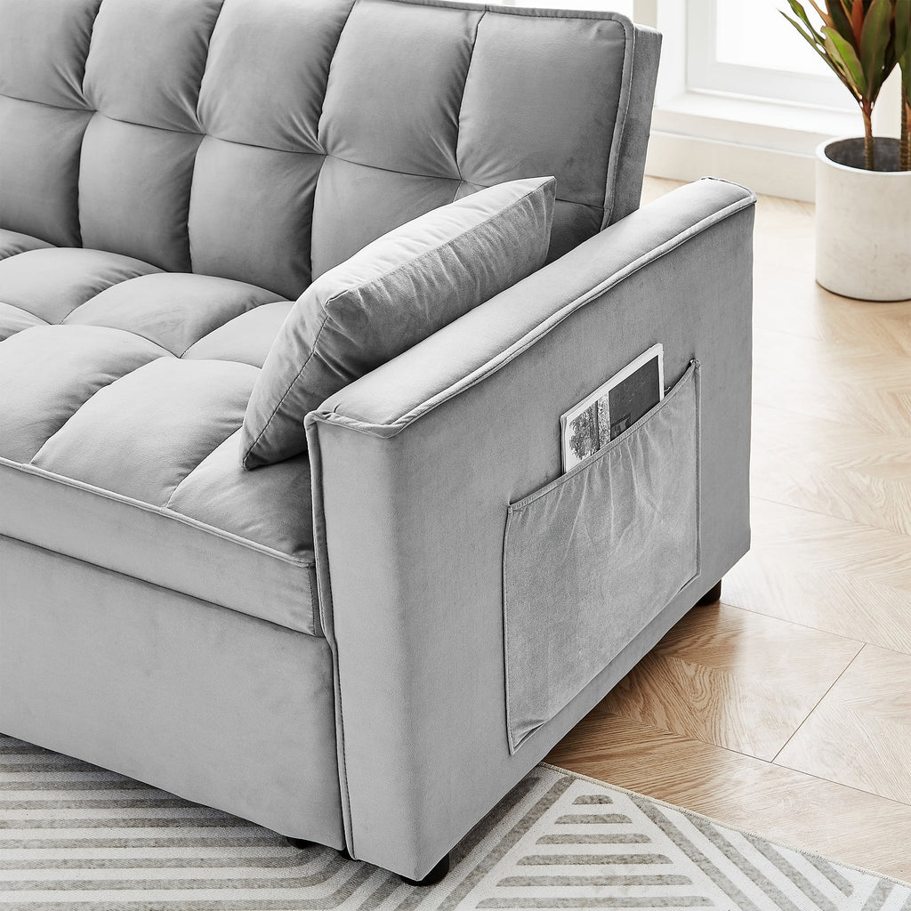 Black Velvet 3 in 1 Sleeper Sofa Bed L5539
