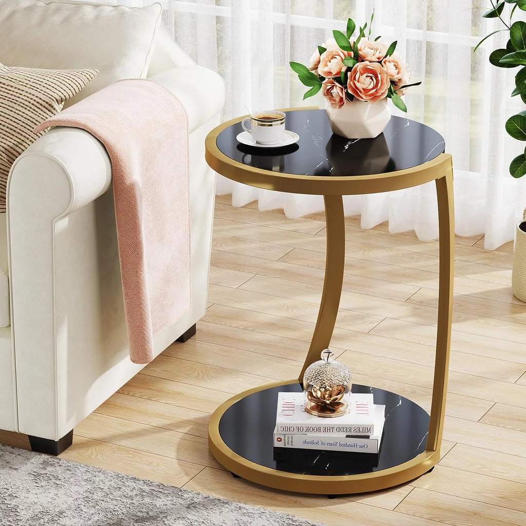 Round Faux Marble End Table W449072