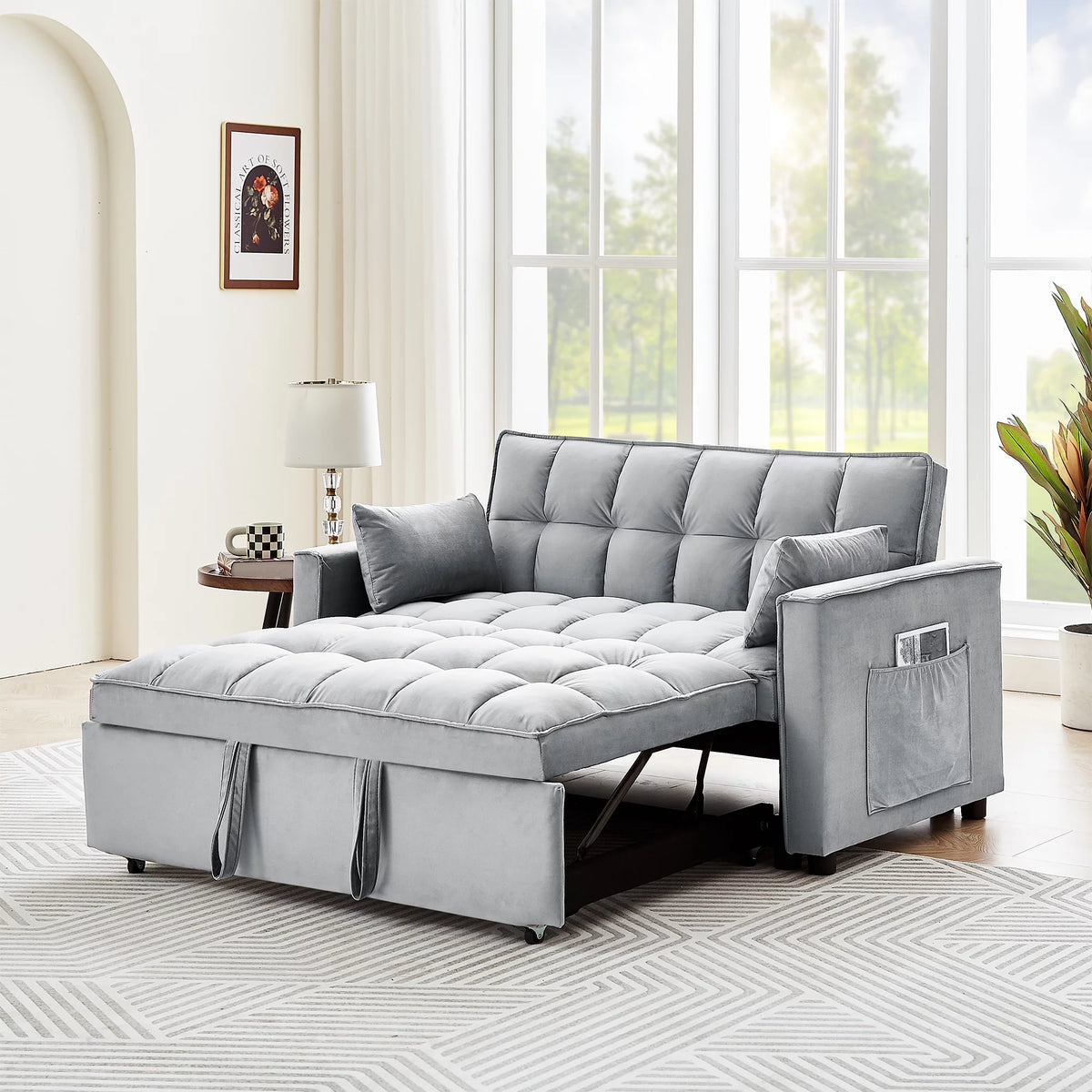 Black Velvet 3 in 1 Sleeper Sofa Bed L5539