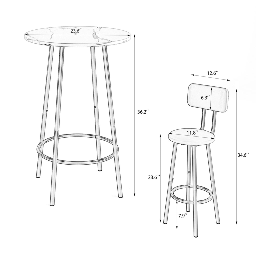 3-Piece Counter Height Bar Table Set with 3 Bar Stools E6045