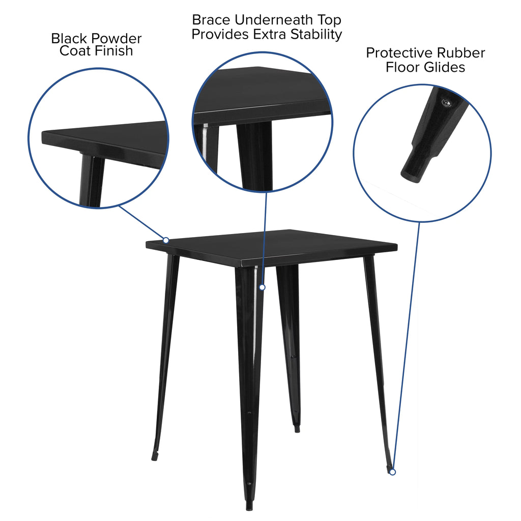 Black Metal Indoor-Outdoor Bar Height Table X2380