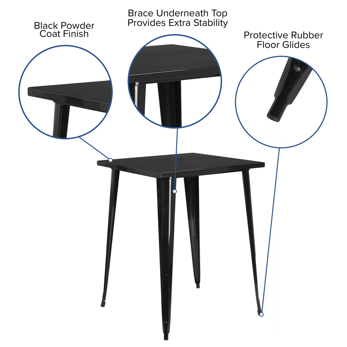 Black Metal Indoor-Outdoor Bar Height Table X2380