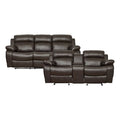 Brown Faux Leather 2-Piece Reclining Sofa Set O675