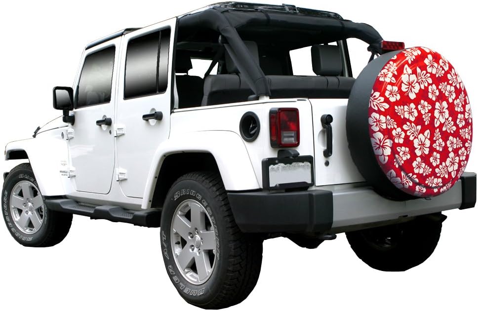 Red Hawaiian Print Rigid Tire Cover D510424
