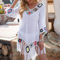 Crochet Knit Tassel Beach Cover Up Dress B1995
