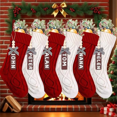 18" Cable Knit Christmas Stockings 6-Pack O29475
