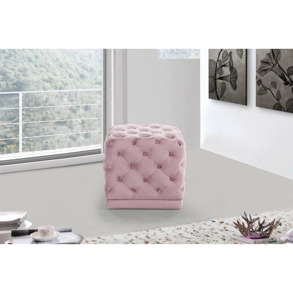 Cream Velvet Ottoman/Stool Z6345