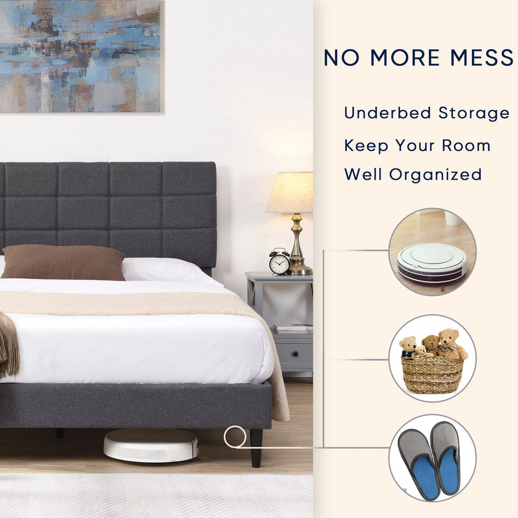 Gray Upholstered Platform Bed D78320