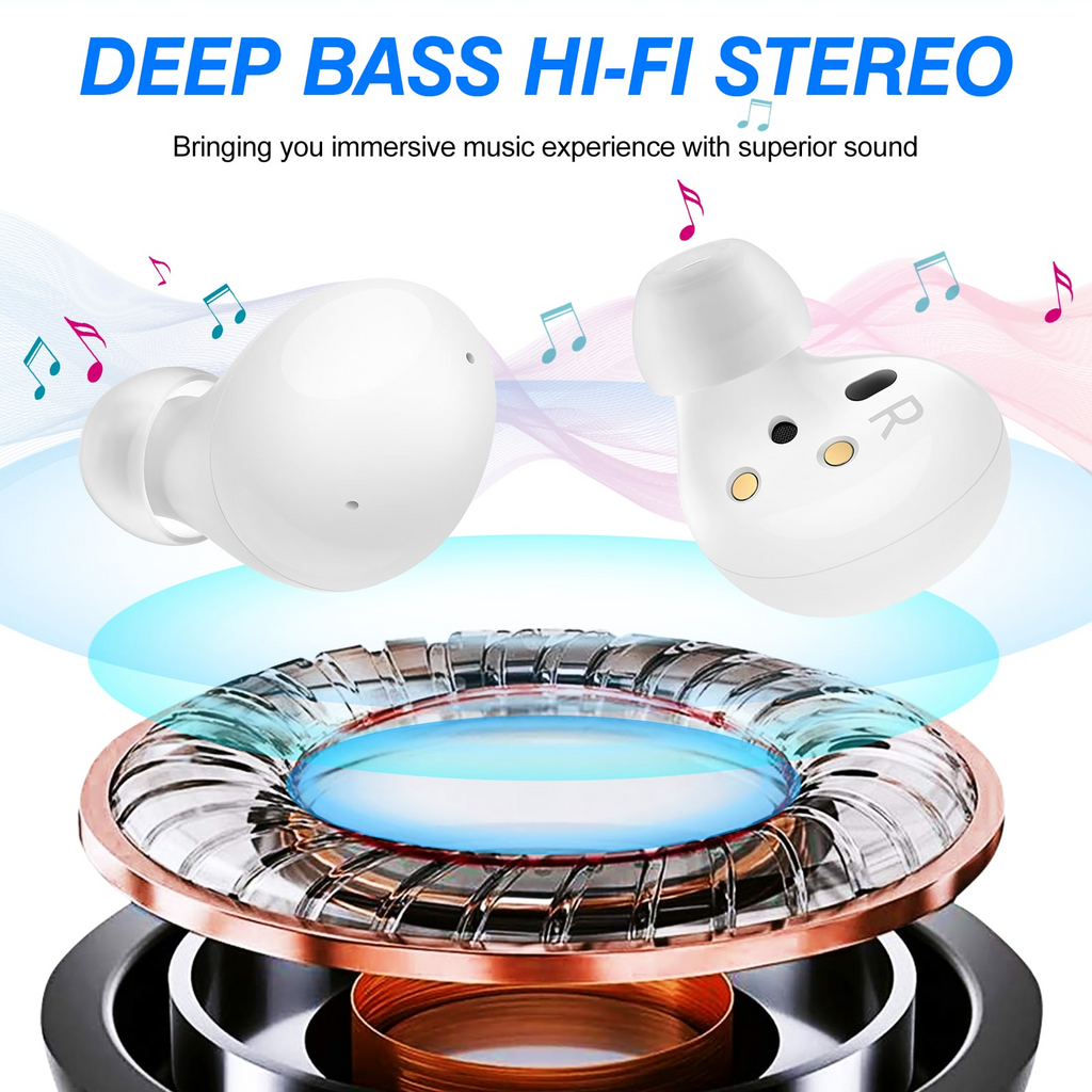 White Truly Wireless Bluetooth Headphones with Noise Isolation Y7867