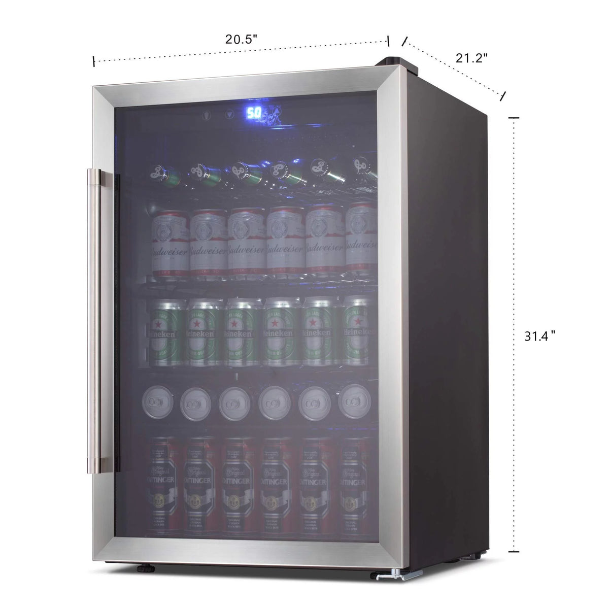 3.2Cu.ft 120 Can Glass Door Beverage Refrigerator Cooler D7436