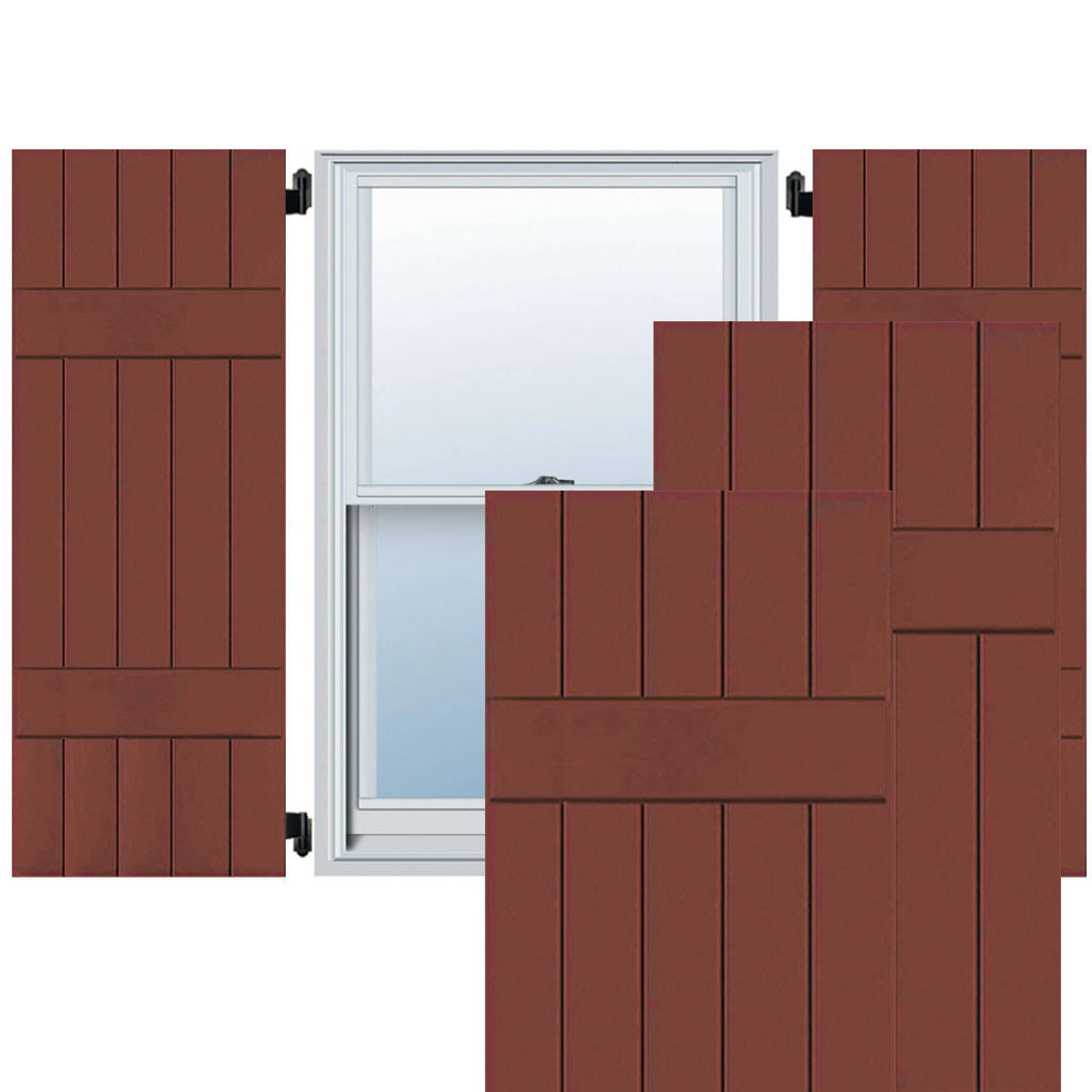 18 in. x 51 in. Real Wood Western Red Cedar Board and Batten Shutters Pair G9216