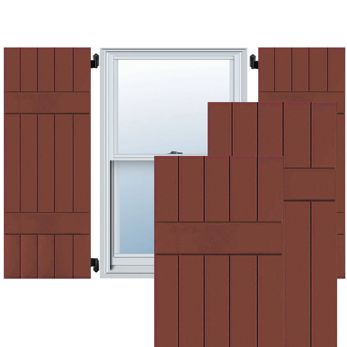 18 in. x 51 in. Real Wood Western Red Cedar Board and Batten Shutters Pair G9216