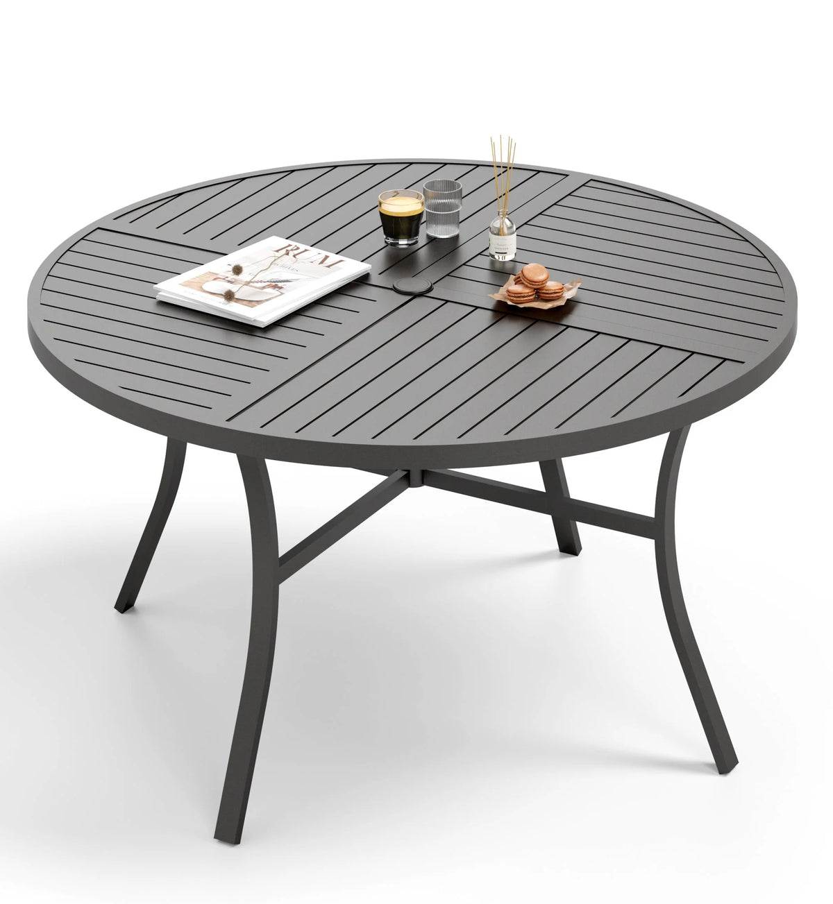 42 Dia. Black Metal Outdoor Dining Table I7256