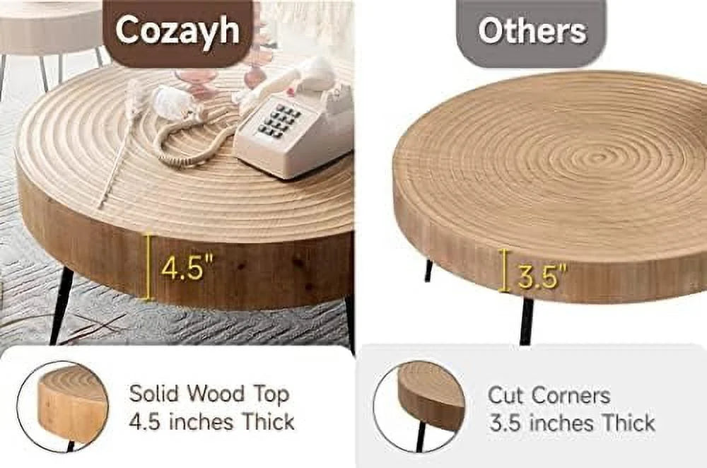 2-Piece Round Nesting Coffee Table Set Natural Finish K484131