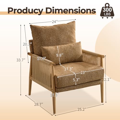 Green Chenille Accent Chair with Lumbar Pillow F4053