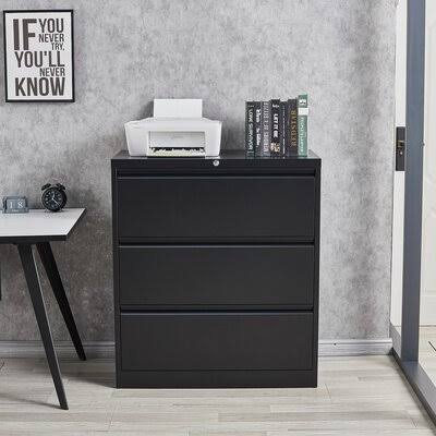 Black 3-Drawer Vertical Filing Cabinet J469