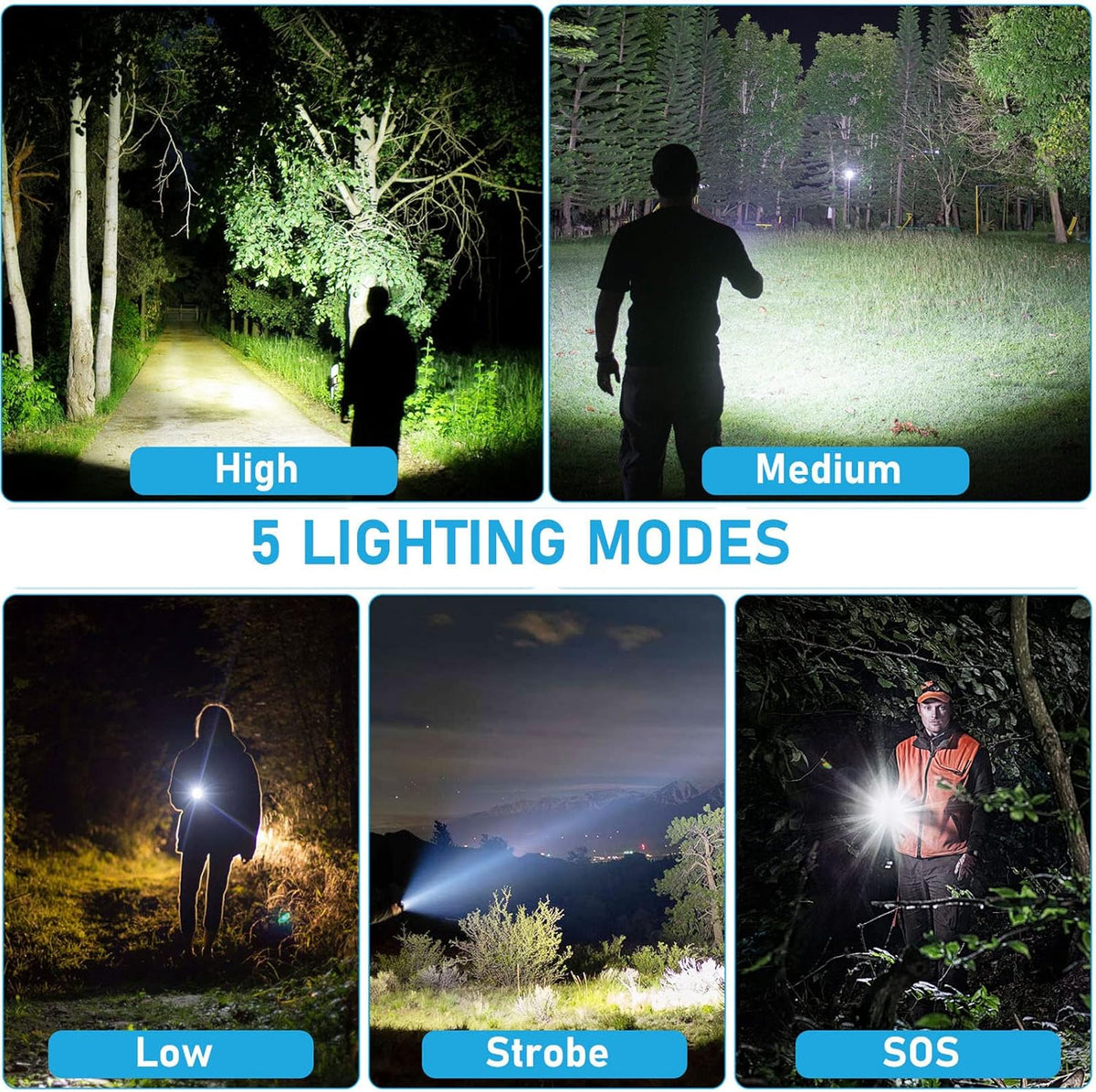 Rechargeable LED Tactical Flashlight, 120000 Lumen, USB Fast Charge, IPX6 Waterproof Y6489